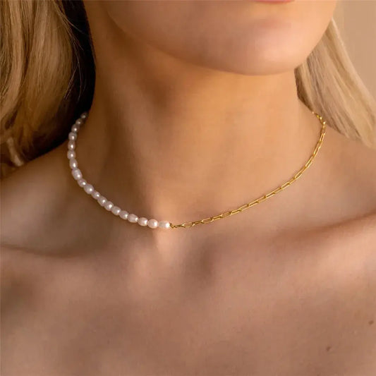 925 Sterling Silver French Millet Pearl Choker