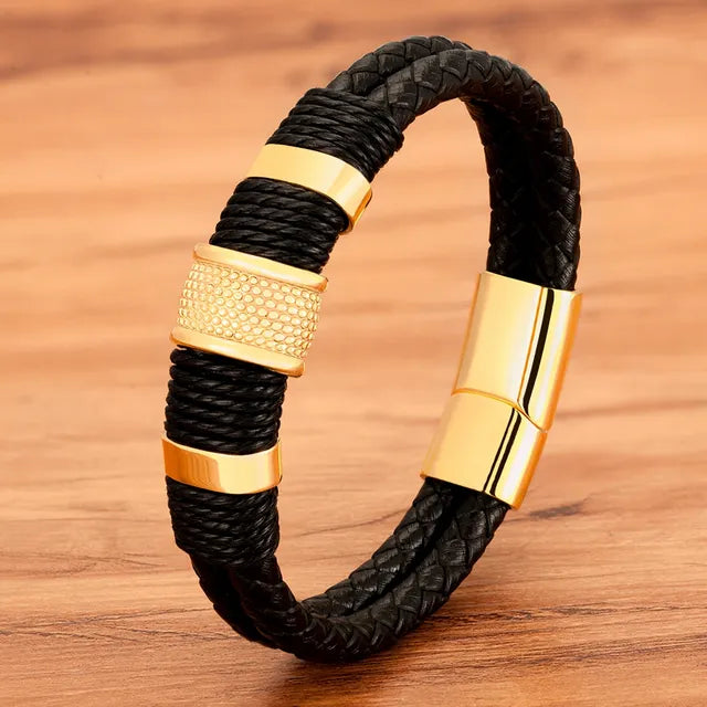 Dubbelt läderarmband