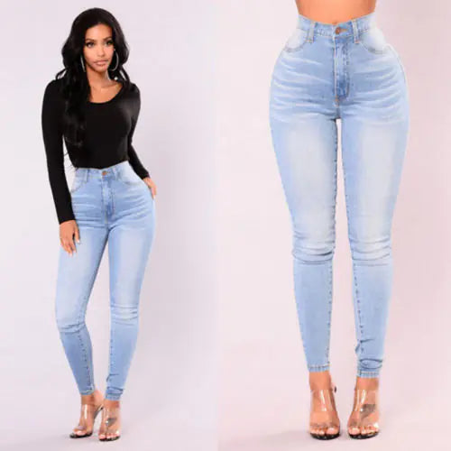 Skinny Denim Jeans med hög midja