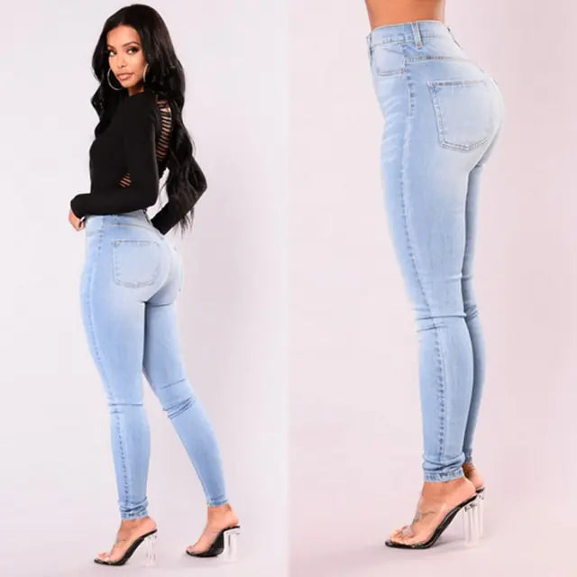 Skinny Denim Jeans med hög midja