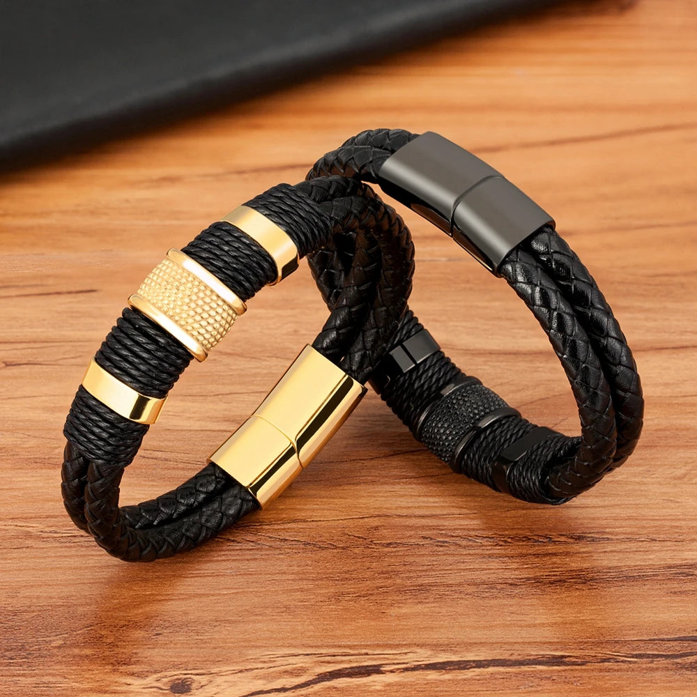 Dubbelt läderarmband