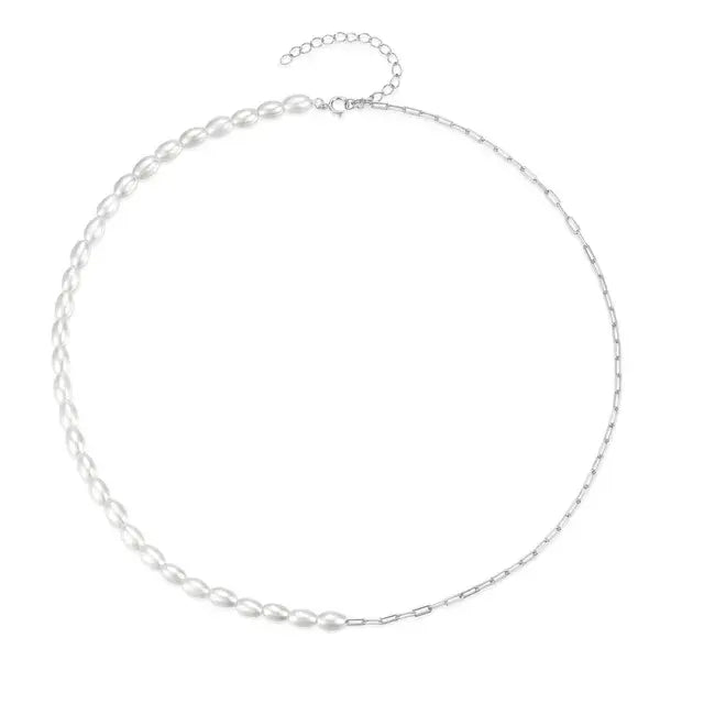 925 Sterling Silver French Millet Pearl Choker