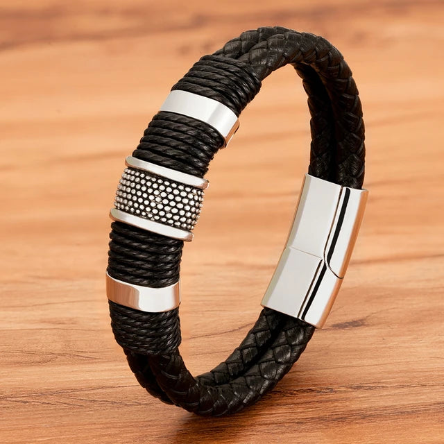 Dubbelt läderarmband