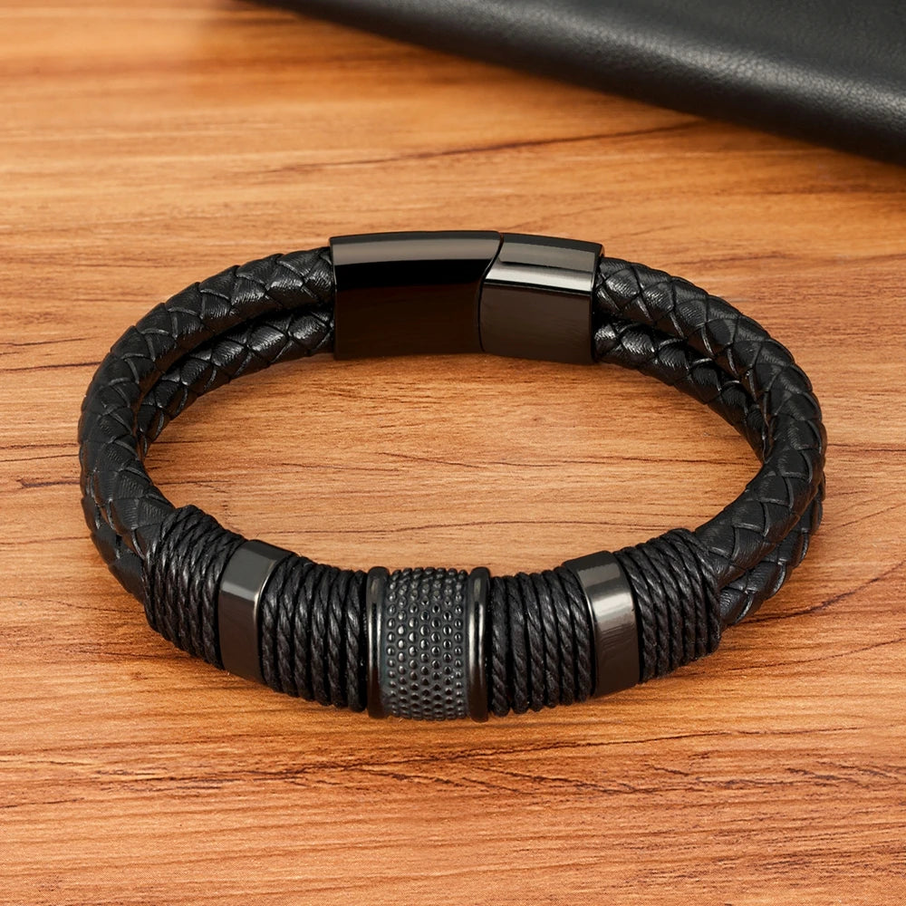 Dubbelt läderarmband